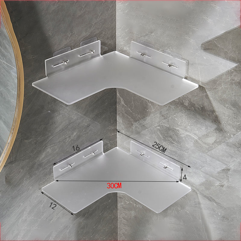 Estantería flotante de esquina de acrílico para baño, estantería protectora para artículos de cosmética, estante de almacenamiento transparente para colgar en la pared de la cocina: Caqui oscuro