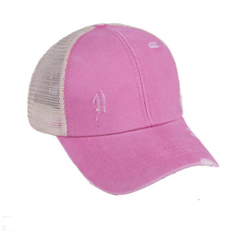 Unisex Mesh Cap Casual Plain Cotton Mesh Baseball Cap Adjustable Summer Cool Hats for Women Men Hip Hop Trucker Hat: rose Red