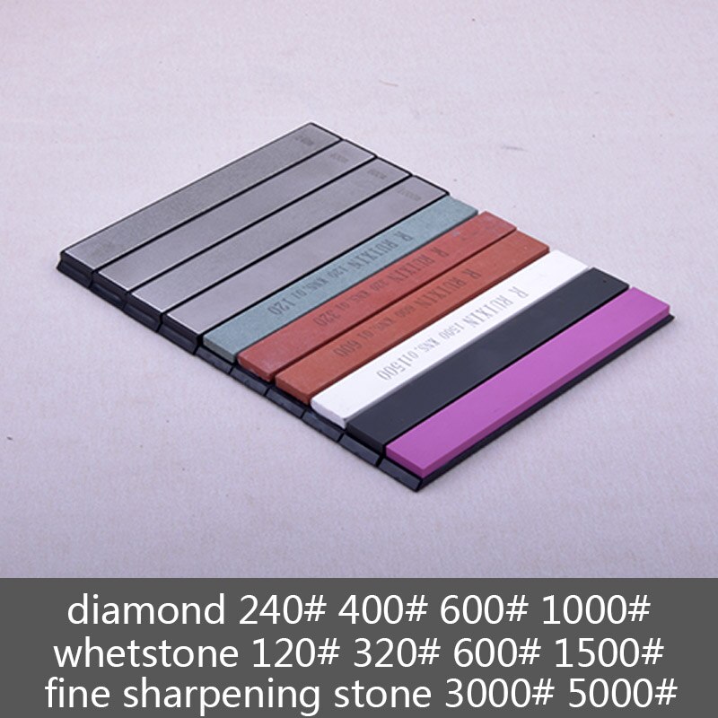 Fixed angle knife sharpener sharpening 120 3000 grit corundum diamond kitchen tools whetstone oil stone honing stones: 4diamond 6stones
