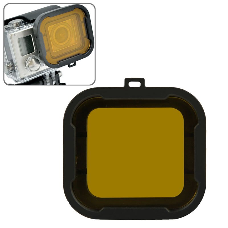 Voor HD Gopro Hero 3 + Polar Pro Aqua Kubus Snap-op Duik Behuizing Glas Filter: Geel