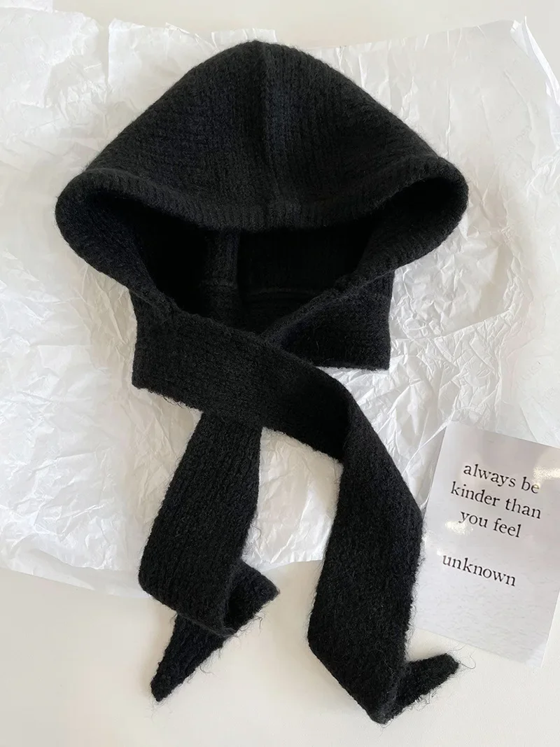 Strikkede luer til menn og kvinner, vintervarm unisex hettelue, halskrage, skjerflue, skilue, kalde luer, balaklava, lue: Hvit
