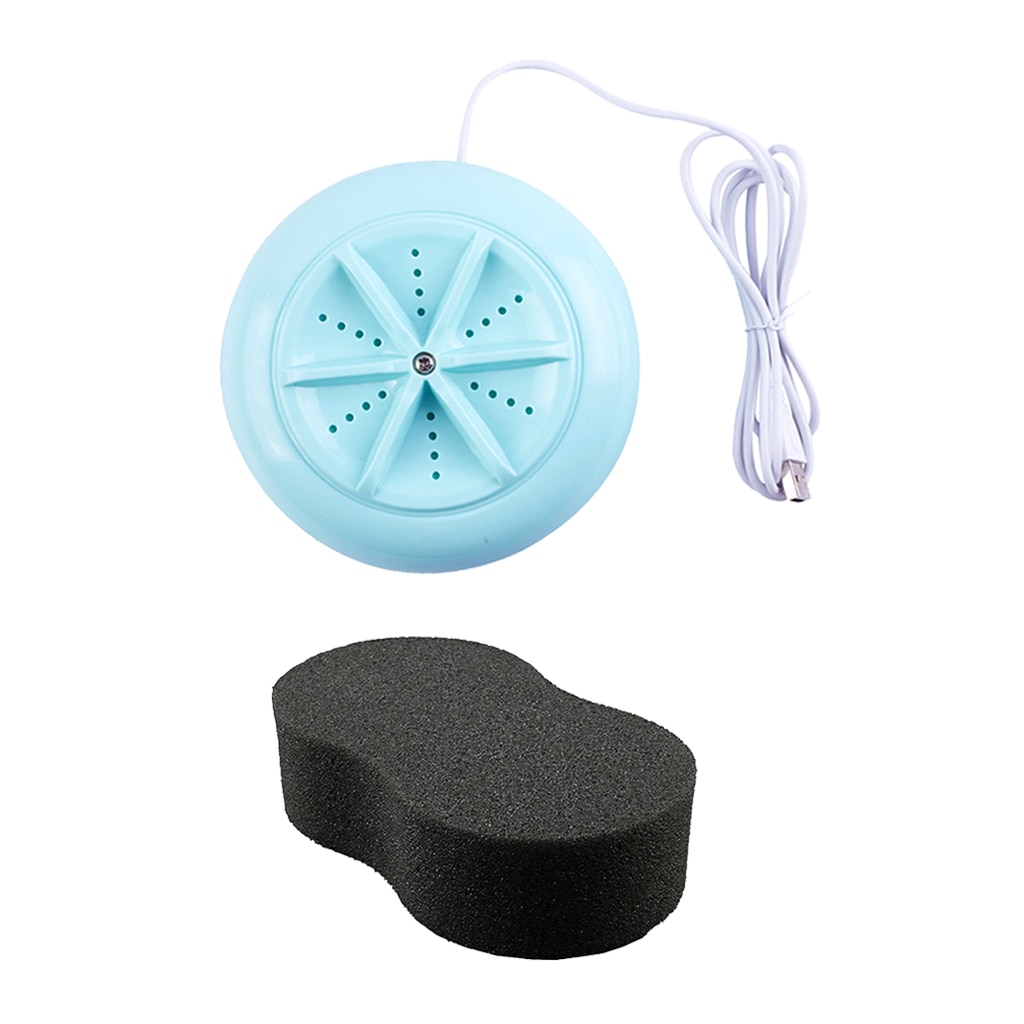 Portable Washing Machine + Sponge Makeup Brush Travel Camping Motorhome Blue