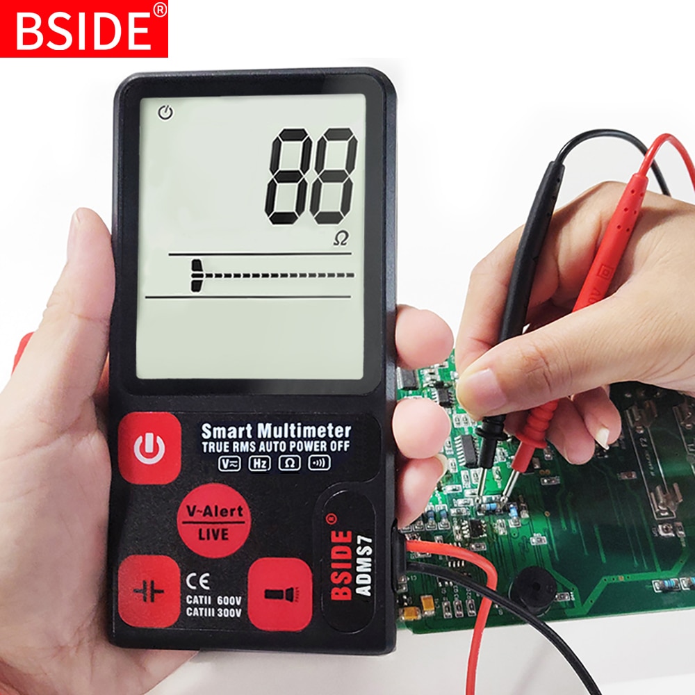 Mini teste de continuidade da resistência do voltímetro do verificador de bside adms9 s7 do multímetro digital ncv com