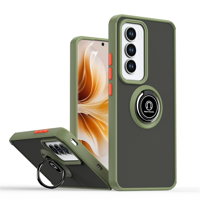 Hårdt pc stødsikkert mat pansercover til oppo reno 12 pro 12 magnetisk ring, blød ramme 5g etui til oppo reno 12f 12 pro fundasider: Rød / Til iphone 16 plus