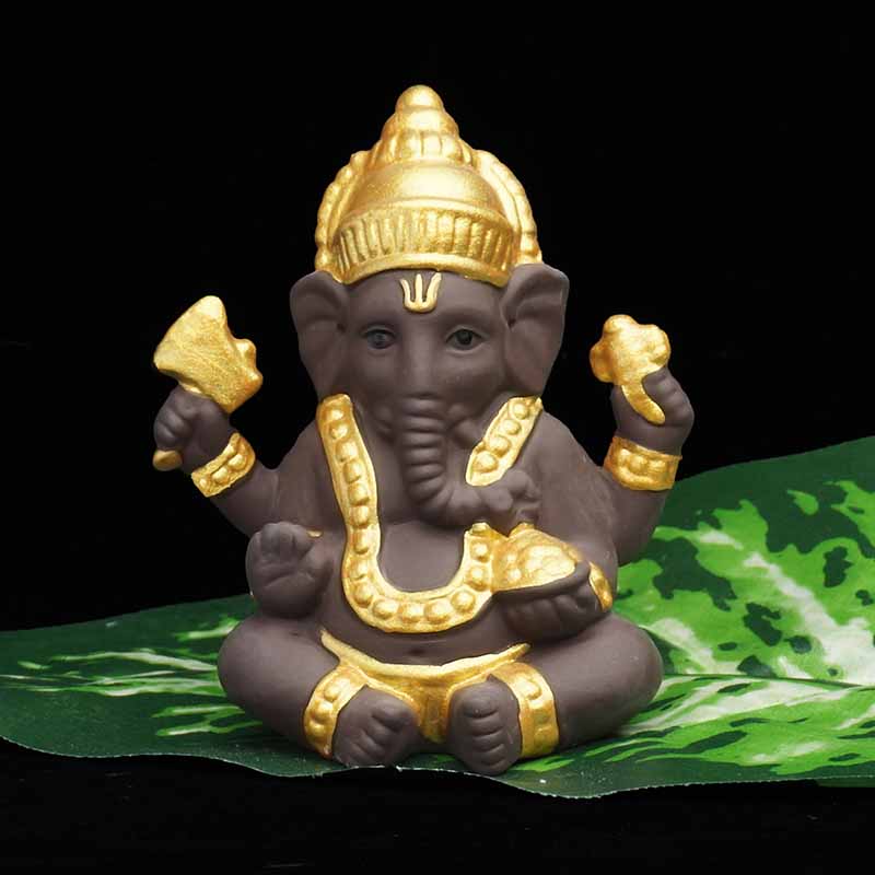 Ganesha serien heminredning buddha statyer figurer keramik dekoration lila sand vit porslin elefant buddha: Ljusgul