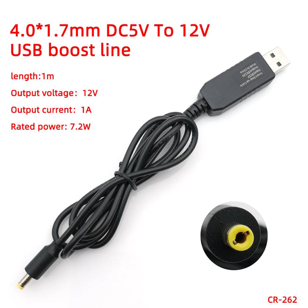 Dc 5v to 9v/12v usb  to 3.5*1.35mm 4.0*1.7 charge power boost step up kabel konverter adapter legetøj mobil strømforsyning boost wire: 4.0-1.7 12v 1a 1m