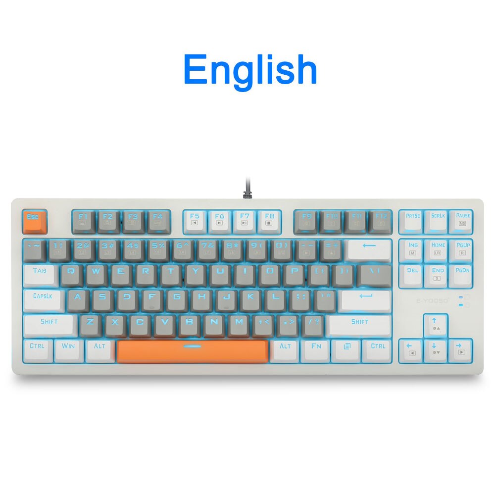 Teclado mecánico E-YOOSO K620 para juegos, conmutador azul, 87 teclas, retroiluminado, para ordenador, portátil y PC: K620-HBC