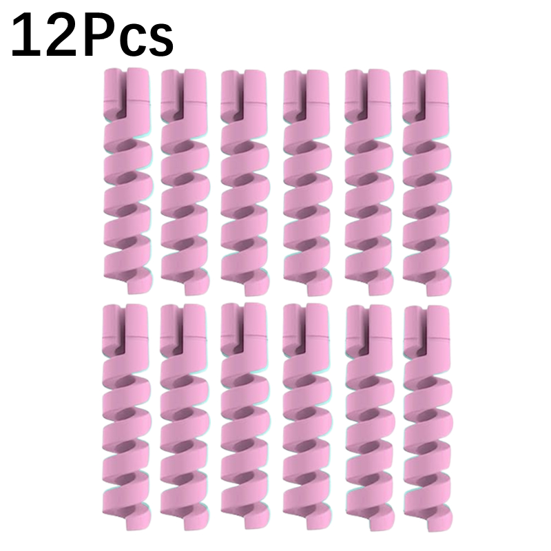 Protector de Cable Universal de silicona para Cable de datos, enrollador en espiral, organizador de Cable, cubierta para iPhone, envoltura de Cable de cargador USB, 1/12 Uds.: Rosa