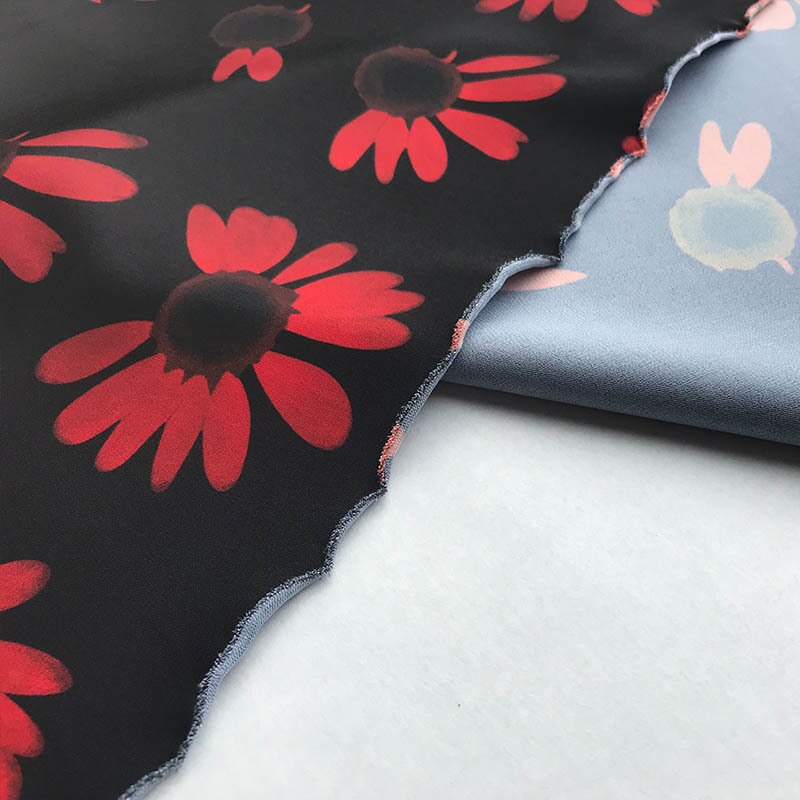 147cm wide printed stretch satin fabric meter brand printed stretch fabric satin dress handmade DIY fabric cloth