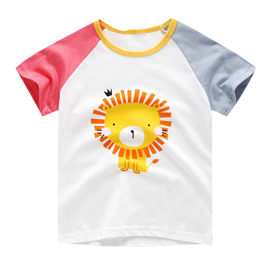 Criança bebê crianças meninos e meninas cartoon animal estampa camiseta topos roupas: Gray