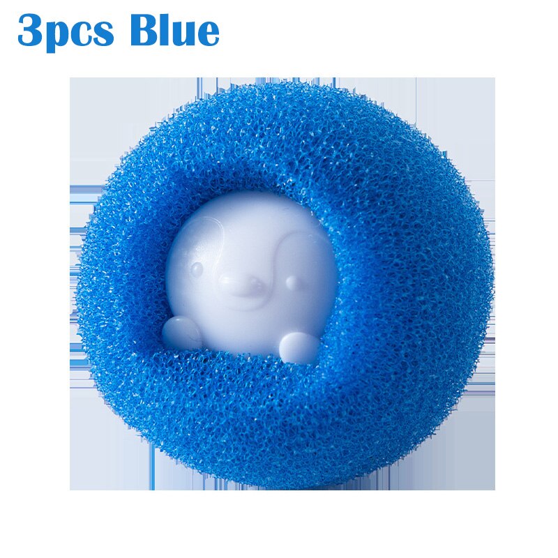 3Pcs Decontamination Laundry Ball Anti-winding Washing Machine Magic Washing Clothes Large Cleaning Ball Loofah Friction Ball: 3pcs Blue (A)