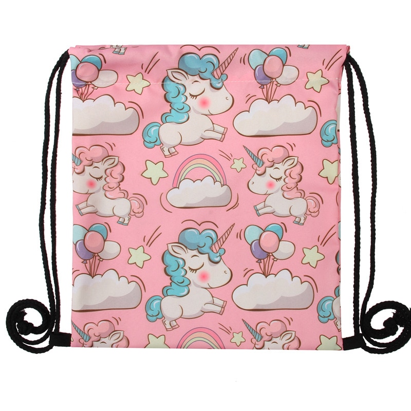 rose licorne fait à la main femmes Oxford cordon sac à dos décontracté impression voyage sac sacs d'école pour adolescent Mochila racksucer