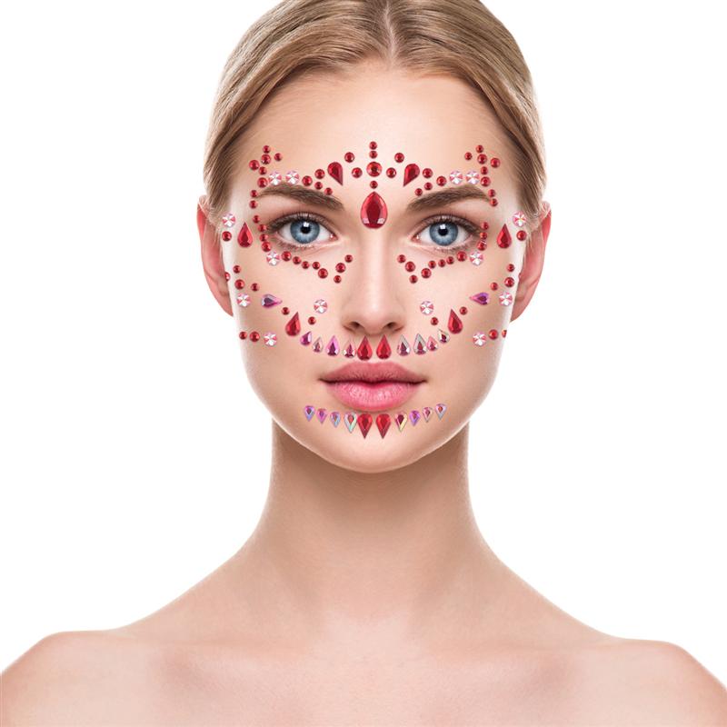 4Pcs Festival Skull Face Sticker Drill Diamond Crystal Makeup Accessories