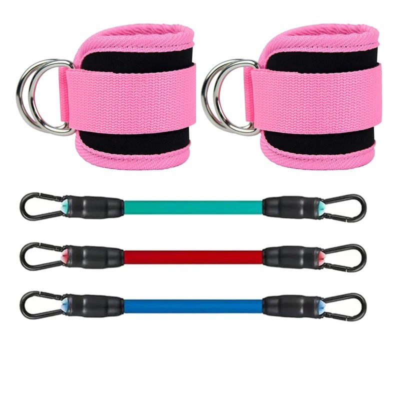 Ankle Straps Resistance Bands Set Fitness Workout Exercise Equipment Ankle Weight Yoga Elastic Fitness Band For Gym Man Woman: Black