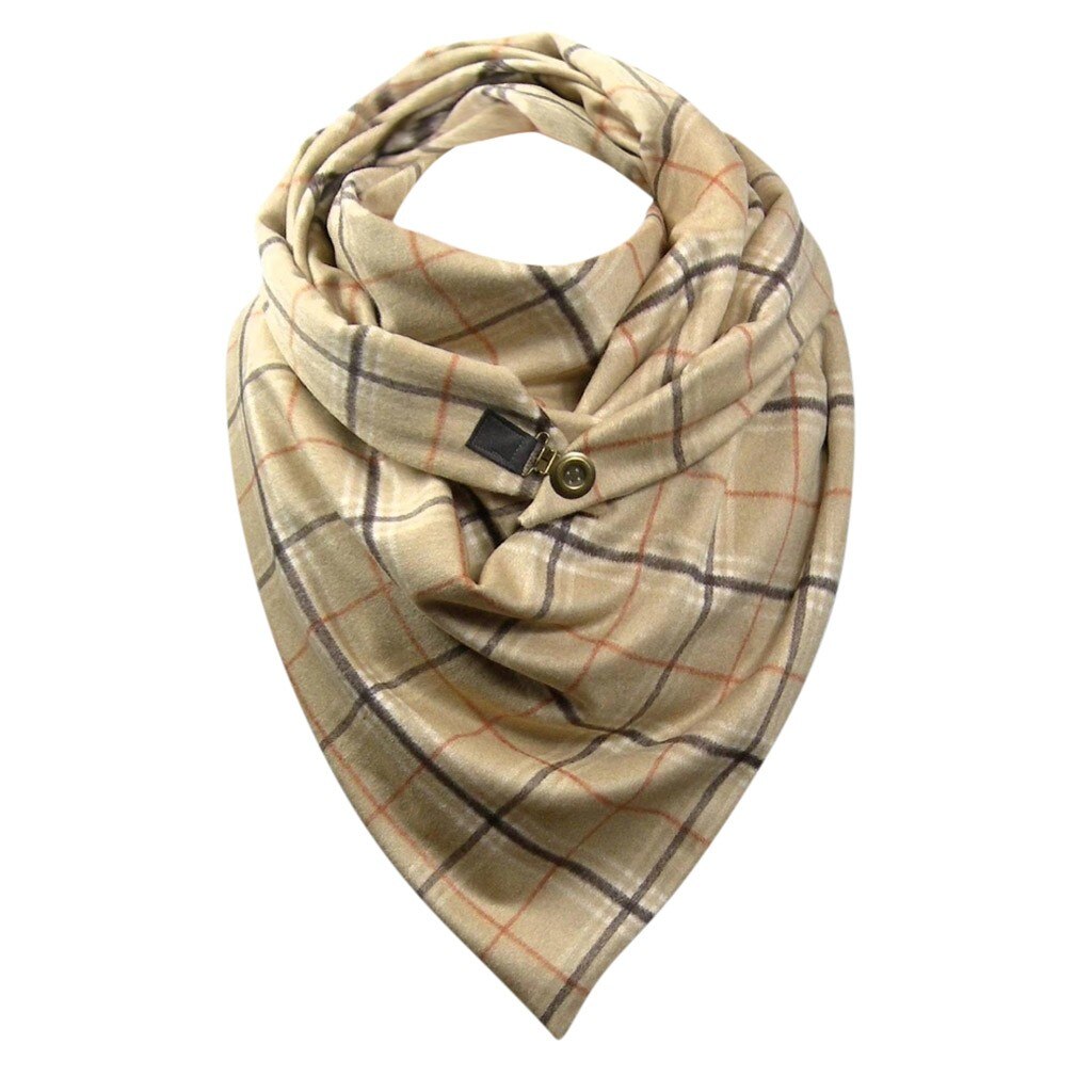 Bufanda estilo hijab con estampado de gato para mujer, chal multiusos con botón Retro, 80cm-100cm, para invierno: W