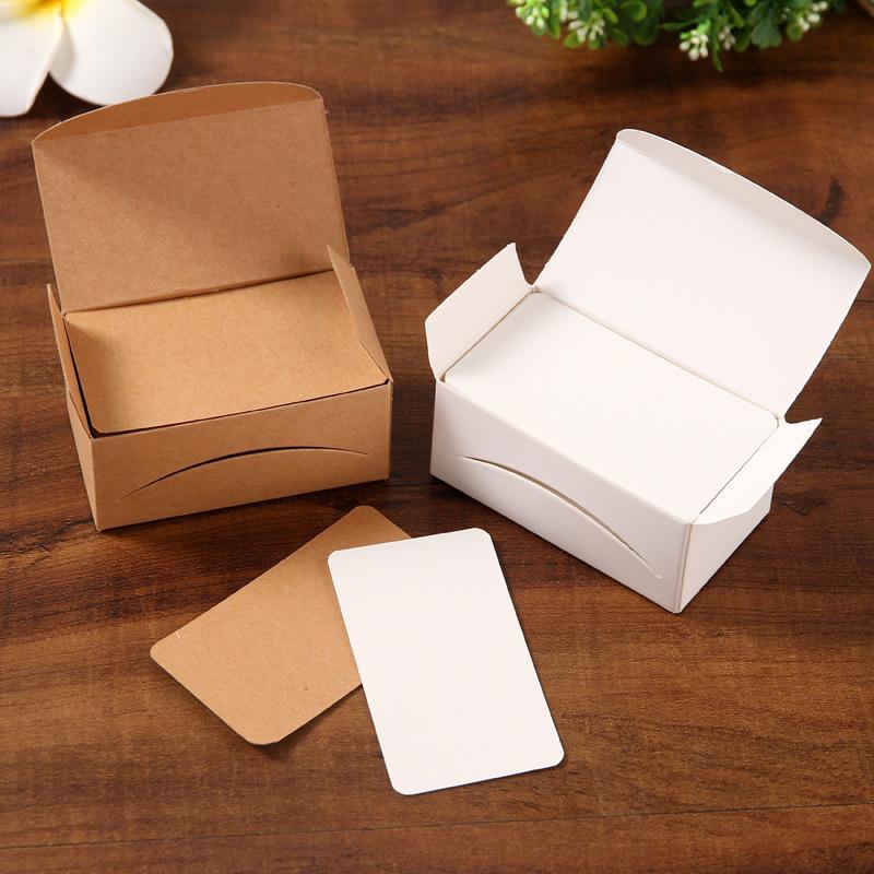 100pcs Retro Double-sided Blank Kraft Paper Business Cards Word Card Message Card DIY Postcard Message Wedding Card Card
