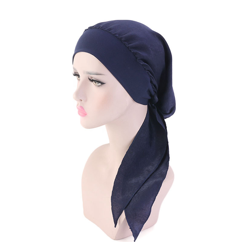 Vrouwen Kanker Hoofddoek Chemo Haaruitval Hoed Tulband Voorgebonden Hoofddeksels Bandana Nieuw: GRIJS