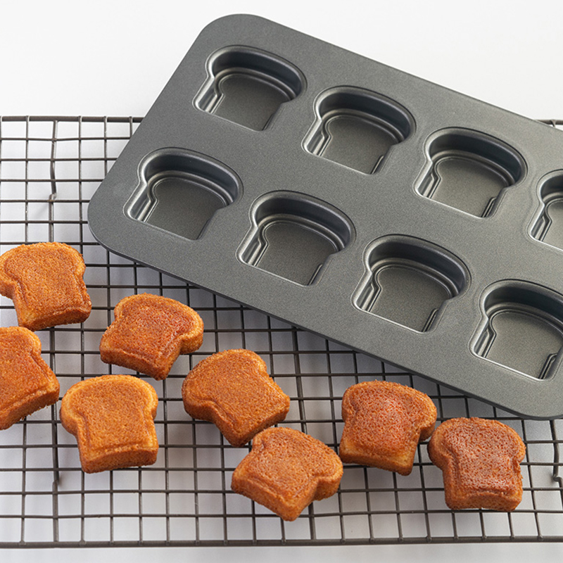 8 cavidades pan tostado queso molde de pastel de acero al carbono Madeleine Muffin pastel Pan mermelada sándwich molde para hornear postre utensilios de cocina