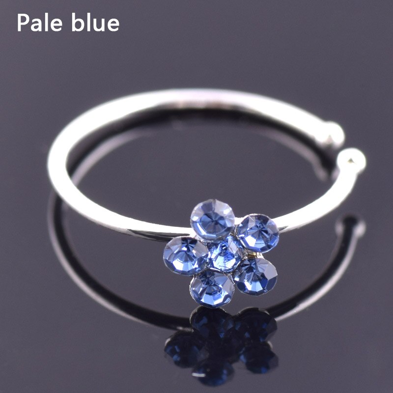 1pc kvinder smykker ring krystal blomster charme næse ring krop smykker: Svag blå