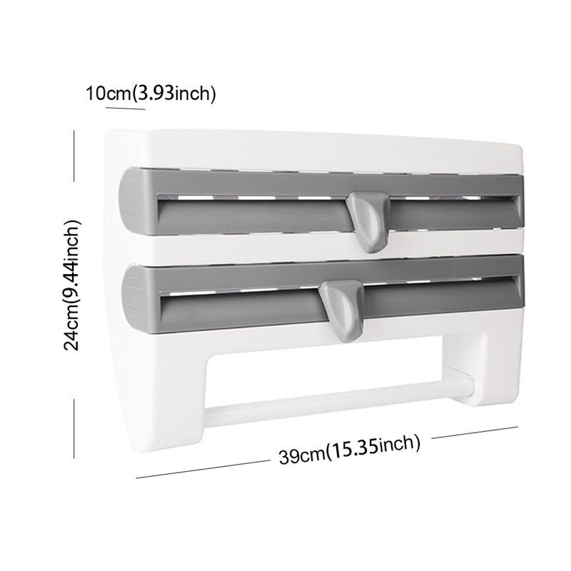 Kitchen Cling Film Tin Foil Paper Cutting Holder Kitchen Shelf Kitchen Organizer Plastic Wrap Sauce Bottle Storage Rack: B