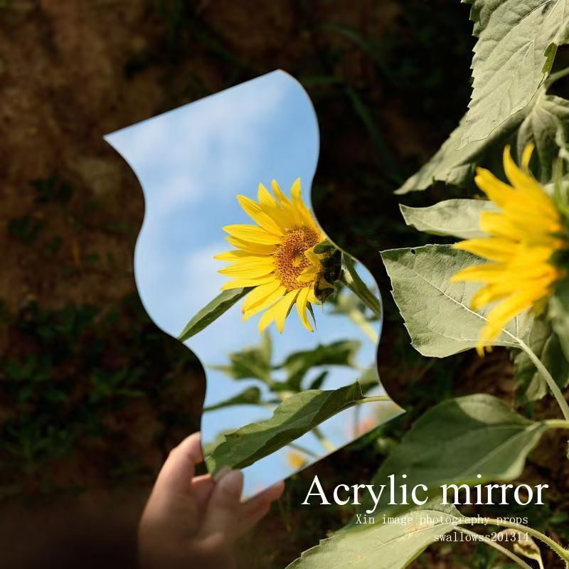 Outdoor mirror for taking photos, outdoor round mirror, frameless hand-held selfie mirror, makeup lens