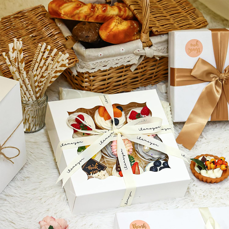 30 Stück 2 Aufkleber 10*10*2,5 in Torten schachteln mit Fenster zurück kästen Gebäck boxen für Kuchen, Gebäck Pralinen Cupcakes