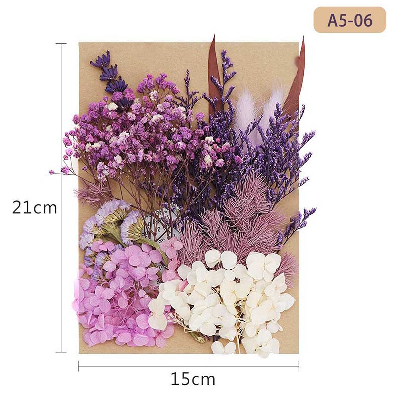 Fleur pressée mélangé fleurs séchées matériel pour bricolage aromathérapie bougies carte de voeux époxy artisanat boucles d'oreilles FAS6: LIGHT BLUE