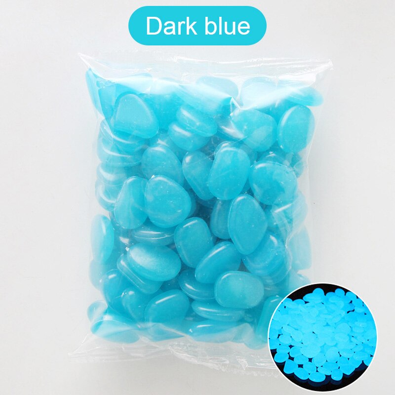 100pcs Garden Glow in the Dark Luminous Pebbles for Walkways Plants Aquarium Decor Glow Stones Garden Decoration: Blue