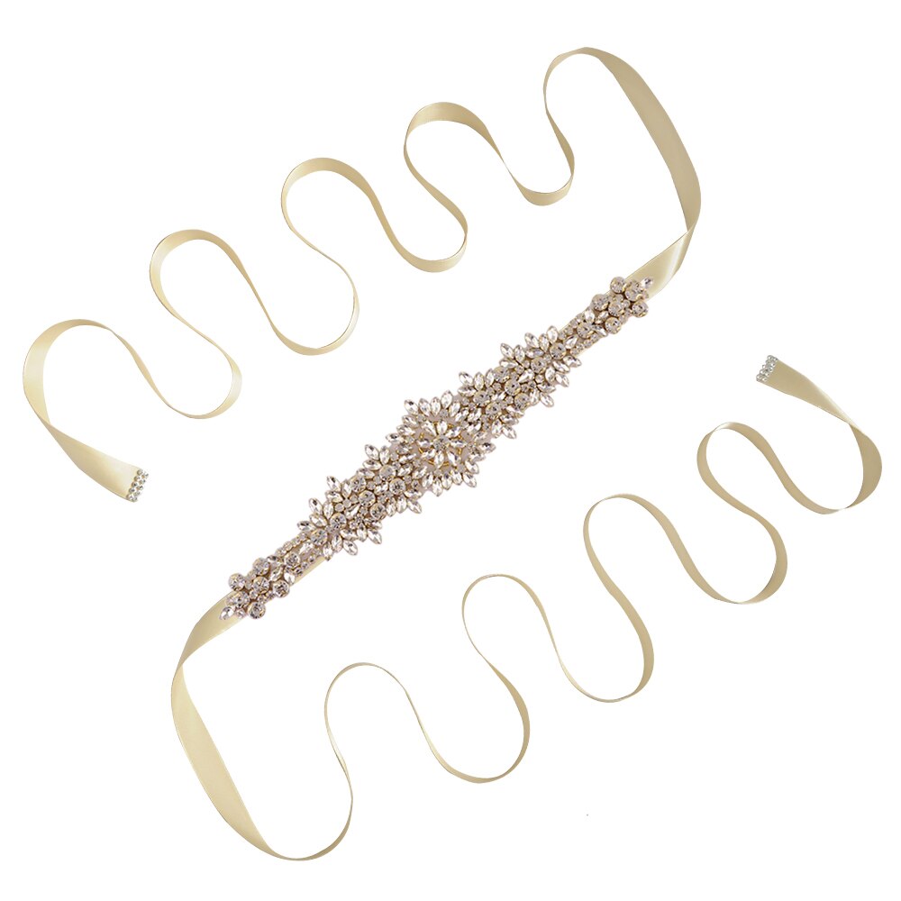TRiXY S319-G Goldene Strass Gürtel Braut Gürtel Schärpen Bänder Hochzeit Gürtel Schärpen funkelnd Braut Gürtel Brautjungfern Kleider Gürtel: Champagner