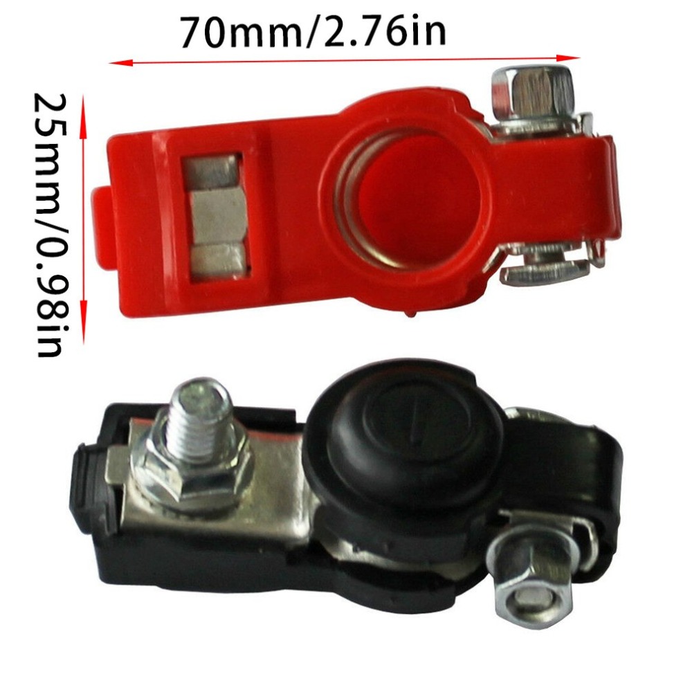 2x batteri hurtigudløserklemmer 6-12v polede terminaler bilbatteriklemmer sort og rød farvestik