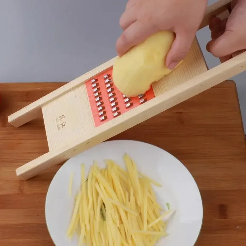 Wooden Potato Grater Cucumber Vegetable Slicer Salad Kitchen Shredder Cheese Carrot Chopper Potato Peeler French Fry Cutter