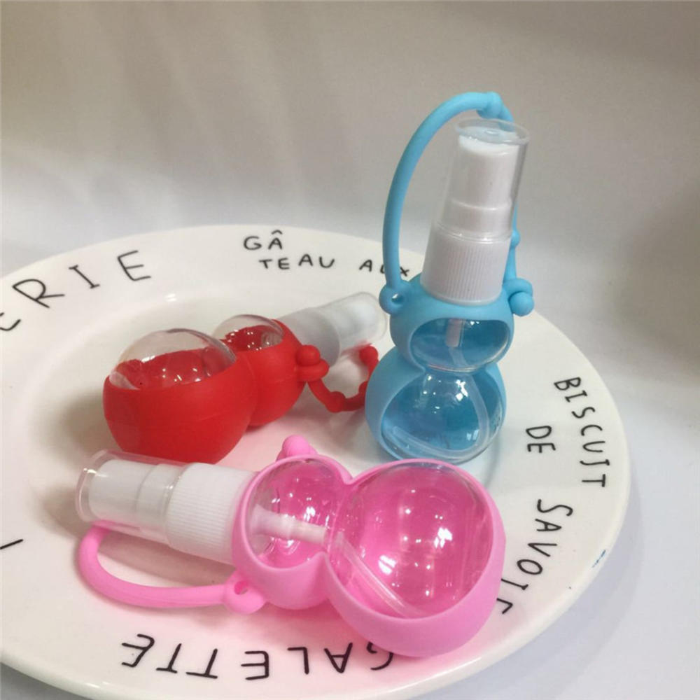 30ml silicone dos desenhos animados forma cabaça mini gel portátil desinfetante para as mãos mini garrafa recarregável removível viagem capa