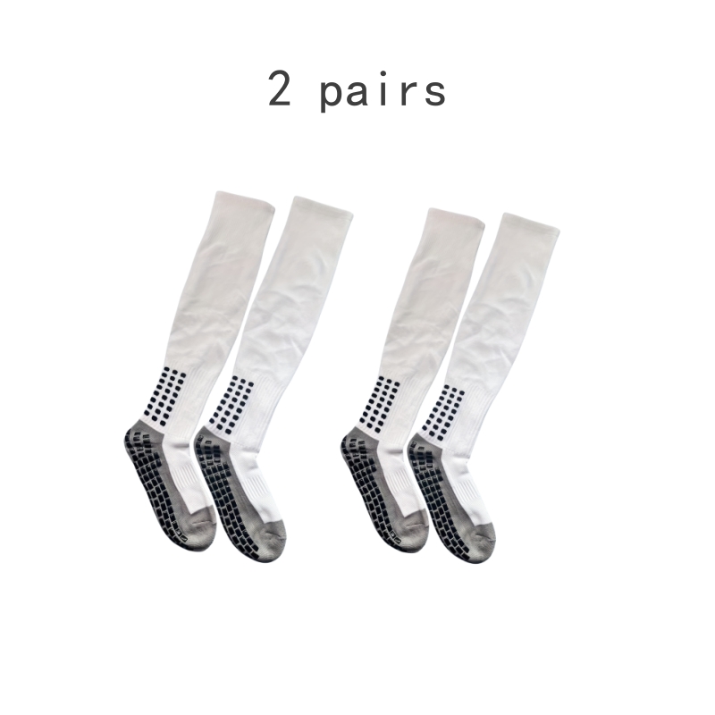 Rutschfeste Fußball-Kniestrümpfe, rutschfeste Fußball-/Basketball-/Hockey-Sport-Griffsocken, 2 Paar: WHITE