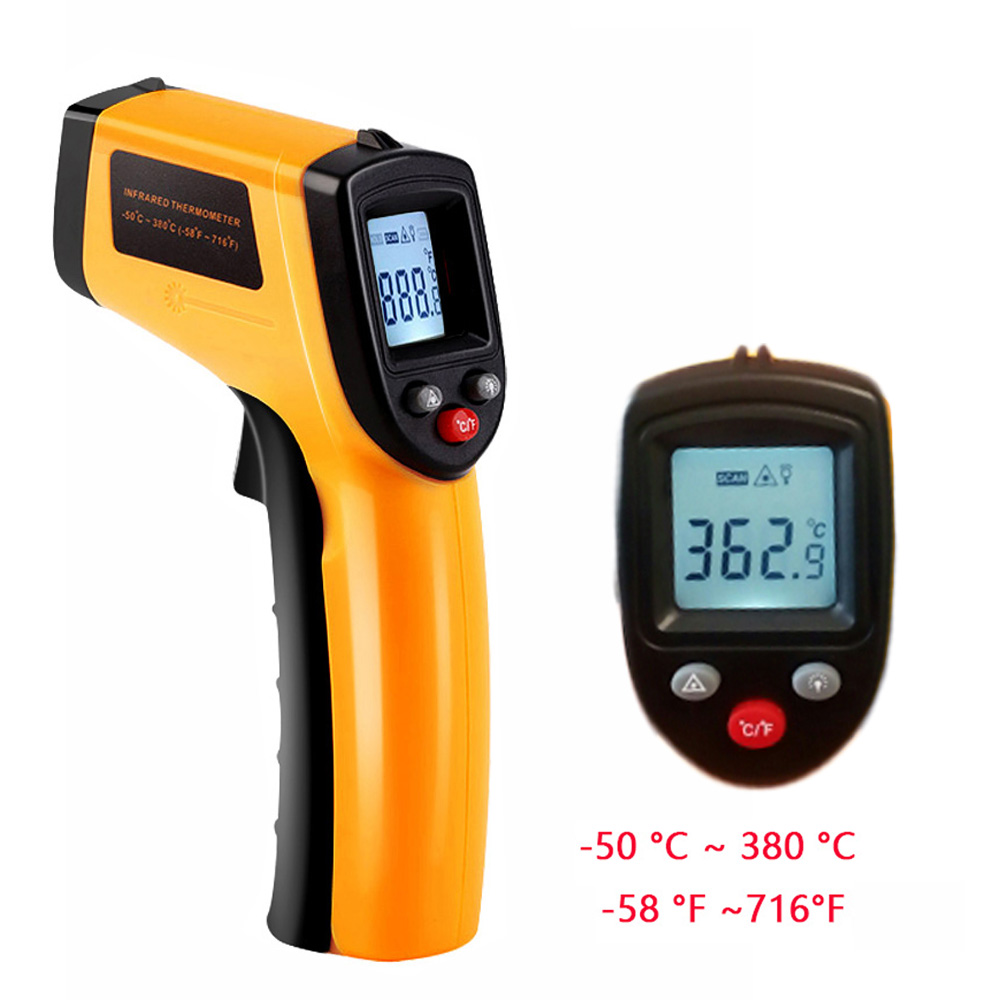 Draagbare GM320 Infrarood Thermometer C/F Non Contact Pyrometer Industriële Digitale Ir Temperatuur Meter -50 ~ 380 ℃ graden Celsius: yellow-380
