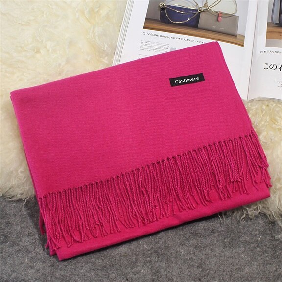 Hot Camelo Cachecol Pashmina Cachecol de Caxemira Envoltório Xaile Xaile do Inverno do Lenço das Mulheres Lenços de Borla Longo NB01 Cobertor Cachecol de Alta Qualidade: Rosa Vermelha