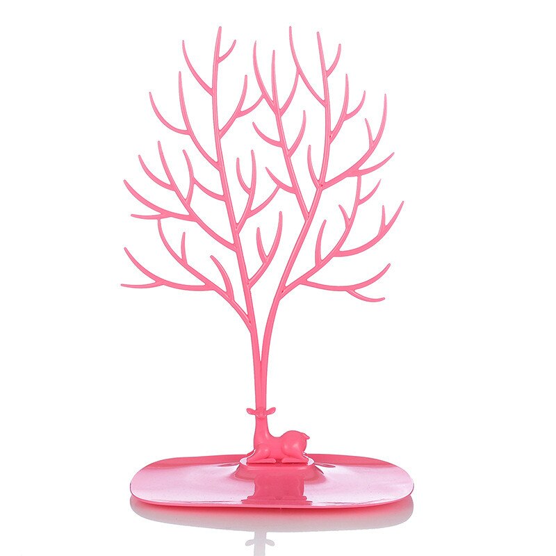 Damesmode sieraden ketting armbanden oorbellen ringen hertenstandaard display organizer houder showrek met plank 2019 heet: Grote roze