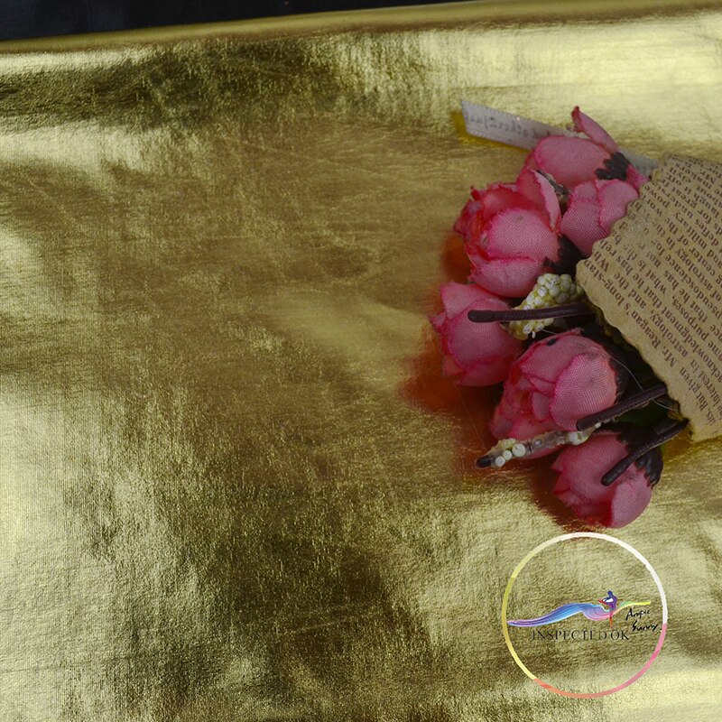 Thicker stage fabric gold foil cloth wedding dance stage dedicated diy cosplay garment fabric metallic: Yellow
