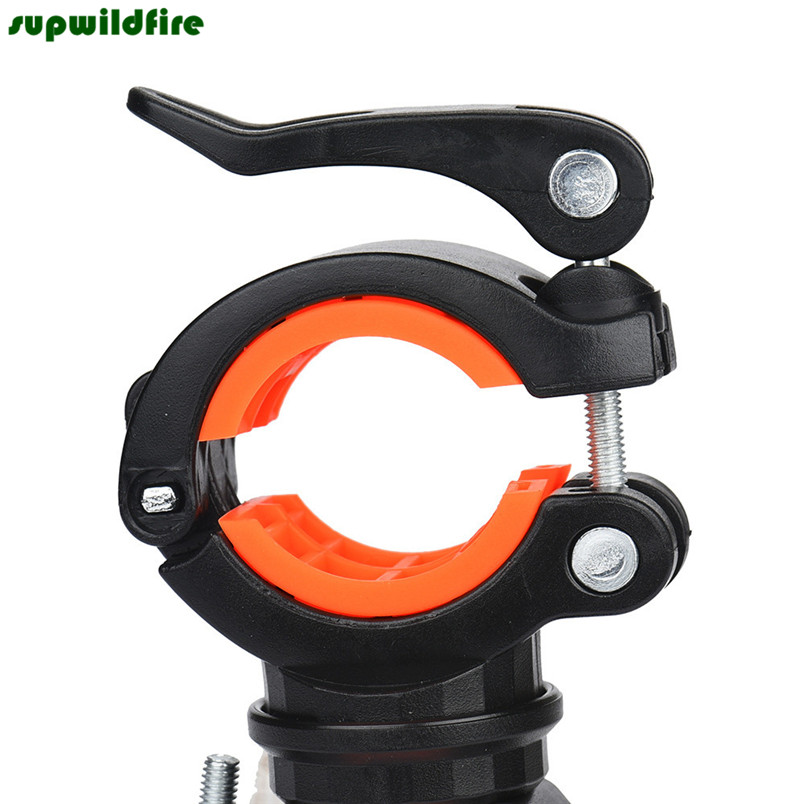 Naranja montaje de clip antorcha luz delantera de la bicicleta soporte de la linterna 360 rotación # NO16
