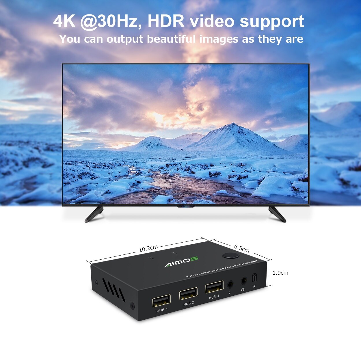HDMI kvm Switch AM-KVM201-CM 2-in-1 HDMI/USB KVM Switch Support HD 2K*4K 2 Hosts Share 1 Monitor/Keyboard&amp; Mouse Set