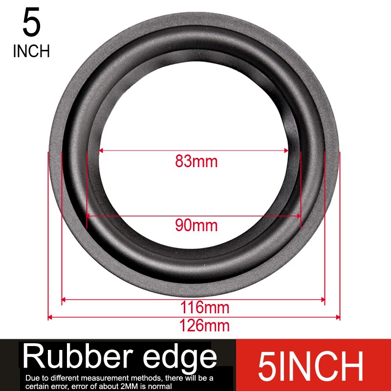 DIYLIVE-Anillo de goma de Accesorios de reparación de 4-12 ", woofer de anillo plegable, subwoofer (100 ~ 300mm) 4 5 6,5 7 8 10 12: 2 piece / 5inch Rubber edge