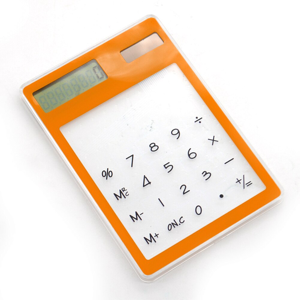 LCD 8 Digit Touch Screen Ultra slim Transparent Solar Calculator Stationery Scientific Calculator Student School Office