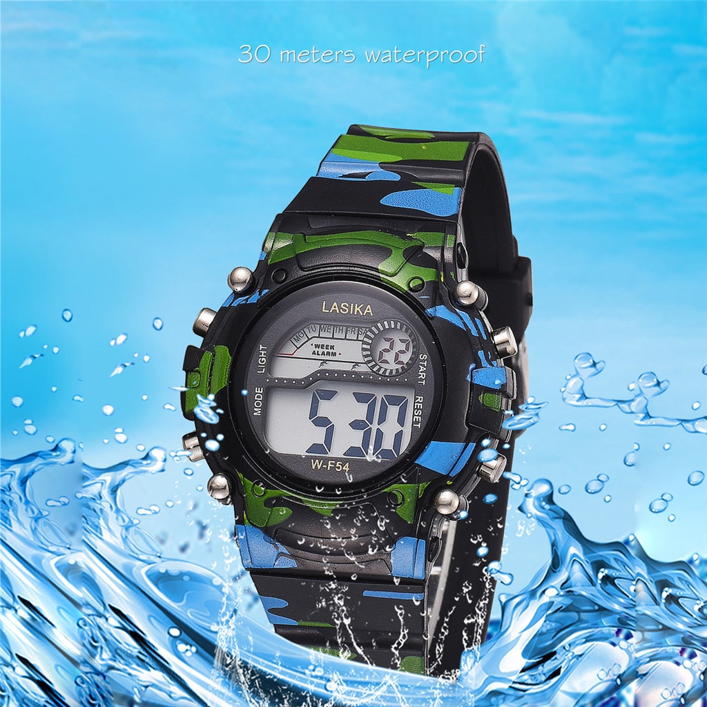 Relogio Infantil Kinderen Horloges Voor Jongens Mode Camouflage Horloge Eenvoudige Waterdichte Sport Elektronische Horloge Часы Детские W3