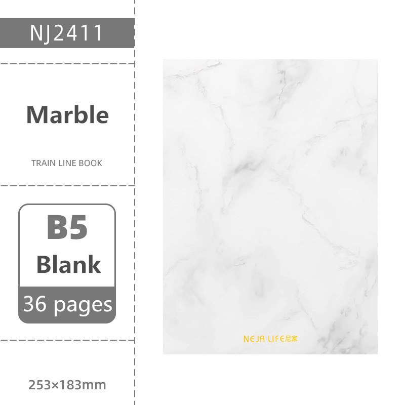 A5 Marble Soft Planner Notebook A5 B5 Grid Line Blank School Notepad Journal Kawaii Time Daily Plan Schedule Book Stationery: B5 Blank