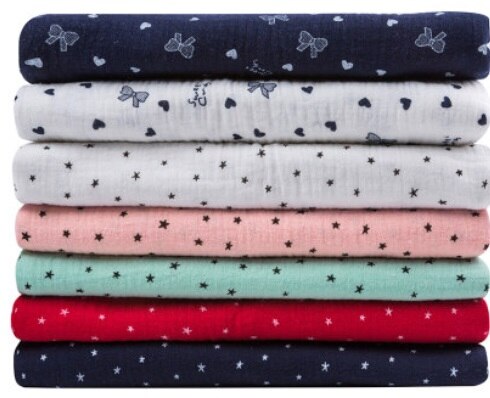 baby bomull gasbind stoff dobbelt mykt håndkle crepe syemateriale fluorescerende til baby organisk stoff vanlig 50*135cm
