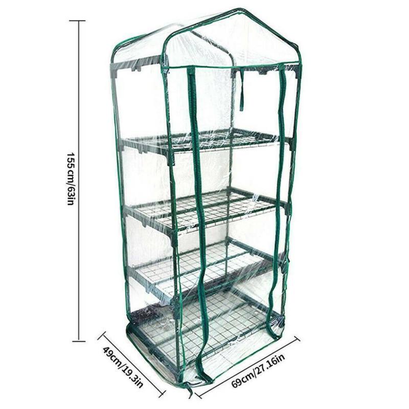 PVC Garden Greenhouse Household Plant Greenhouse Shed 2/3/4/5 Tier Small Greenhouse Outdoor Garden Plant Grow Green House Cover: 4 Tiers