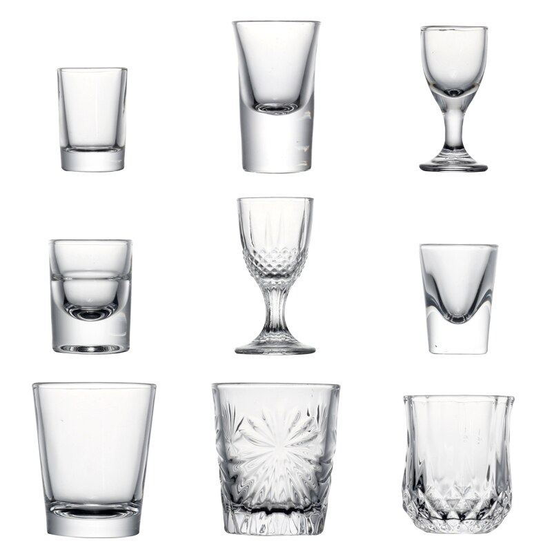 6 Pack Machine Made Lead Free Glass Shot Glasses Set for Vokda Liquor Baijiu Glass Friends Party Wedding Bar Tools