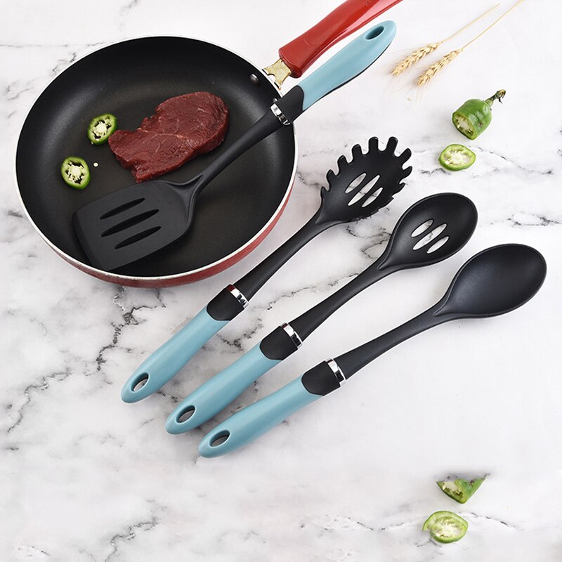 8pcs/Set Silicone Cooking Tool Baking Gadget Cookware Kitchen Utensil Set Nonstick Spoon Soup Ladle Spatula Accessories Supplies