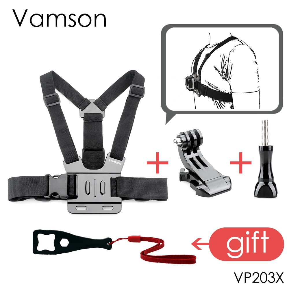 Vamson Borstband Voor Gopro 10 Accessoires Xiaomi Yi 4K Actie Camera Voor Go Pro Sjcam SJ4000 Sport Camera VP203X