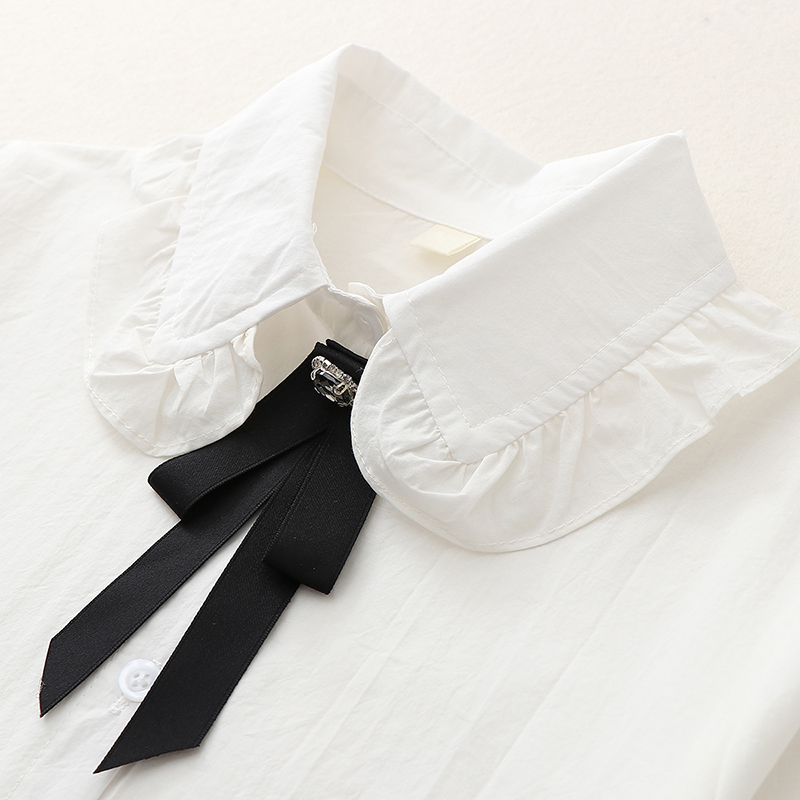 Camisetas de estilo Preppy para niña, ropa de otoño, camisa de manga larga de algodón para niña, ropa para niño, Tops con lazo para adolescentes para 6 8 10 años