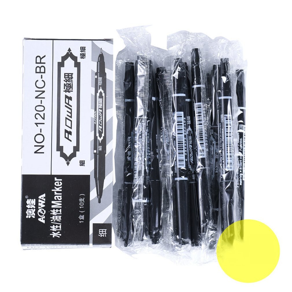 Black Ultra-fine Double-end Marker Pen Small-end Pen Water-based For Hook Line Pen Practical Stationery